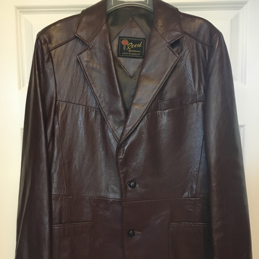 REED MEN’S VINTAGE BROWN LEATHER BLAZER